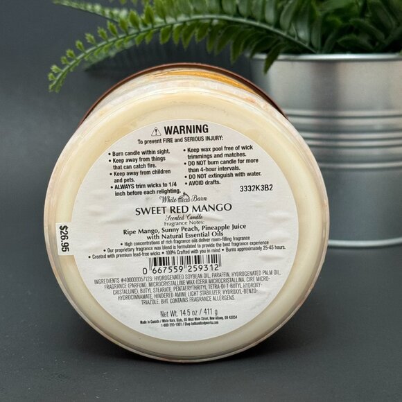 BBW Sweet Red Mango White Barn Bath & Body Works 3 Wick Candle - Picture 9 of 10